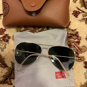 rayban 58 mm gold frame
